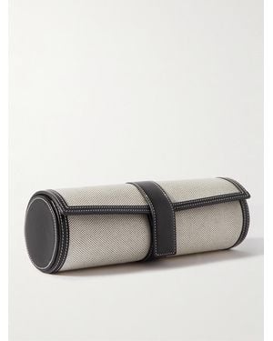 BAMFORD LONDON Leather-Trimmed Canvas Watch Roll - Grey