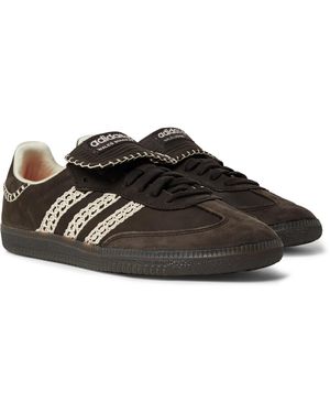 adidas Originals Wales Bonner Samba Crochet- And Leather-trimmed Suede Trainers - Black