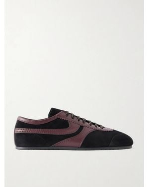 Dries Van Noten Leather-trimmed Suede Trainers - Black