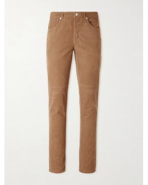 Brunello Cucinelli Straight-Leg Cotton-Corduroy Trousers - Natural
