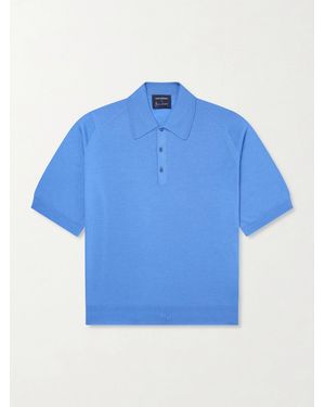 John Smedley Bill Nighy Merino Wool Polo T-Shirt - Blue