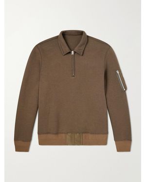 Sacai Cotton-Blend Half-Zip Jumper - Brown