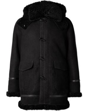 MR P. Oversized Shearling Duffle Coat - Black