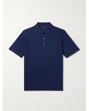 Saman Amel Slim-Fit Wool Polo Shirt - Blue