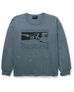 Enfants Riches Deprimes Boy In Chains Distressed Paint-splattered Logo-print Cotton-jersey T-shirt - Blue