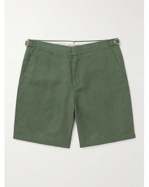 Orlebar Brown Norwich Straight-Leg Linen Shorts - Green