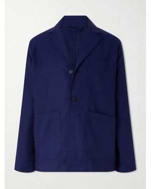 Frescobol Carioca Lima Linen And Wool-blend Suit Jacket - Blue