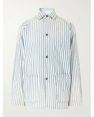 Kapital Logo-Appliquéd Striped Cotton-Twill Overshirt - Blue