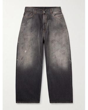 Acne Studios 2023M Wide-Leg Distressed Paint-Splattered Jeans - Grey