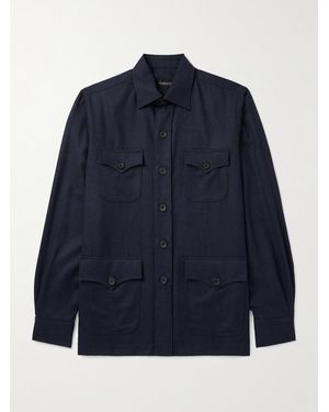 Rubinacci Safari Virgin Wool-Flannel Overshirt - Blue