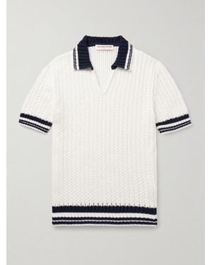 Orlebar Brown Swift Crocheted Organic Cotton Polo Shirt - White