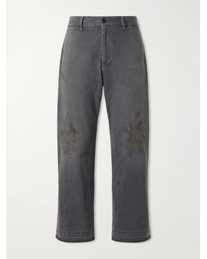 Enfants Riches Deprimes Antique Work Straight-Leg Distressed Cotton Trousers - Grey