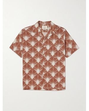 Portuguese Flannel Feathers Printed Linen And Cotton-Blend Shirt - Red