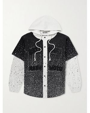 Satoshi Nakamoto Embellished Layered Cotton Hoodie - Black