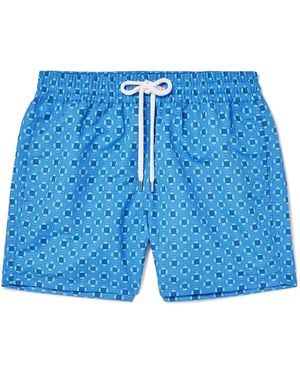 Frescobol Carioca Straight-Leg Short-Length Printed Recycled Swim Shorts - Blue