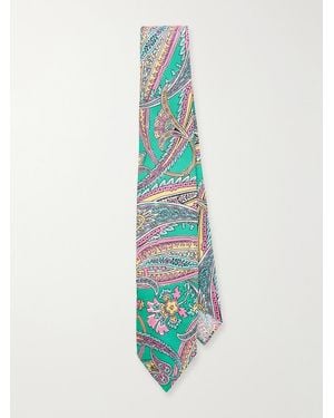 Drake's 7Cm Nouveau Leaves Printed Silk-Shantung Tie - Blue