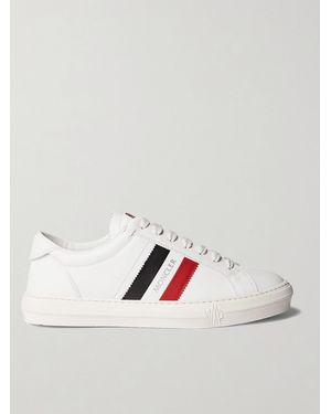 Moncler New Monaco Striped Leather Trainers - White
