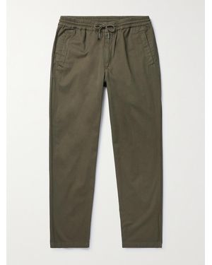 Folk Tapered Cotton-twill Drawstring Trousers - Green