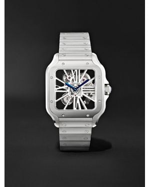 Cartier Santos De Skeleton Hand-Wound Interchangeable Stainless Steel Watch - Black