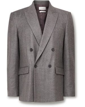 FRAME Double-Breasted Virgin Wool-Flannel Suit Jacket - Gray