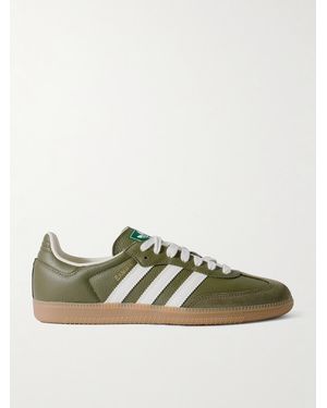 adidas Originals Samba Og Nubuck-trimmed Full-grain Leather Trainers - Green