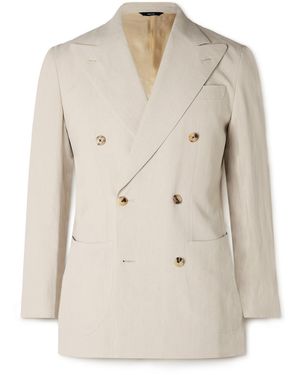 Thom Sweeney Slim-Fit Unstructured Double-Breasted Linen Suit Jacket - Natural