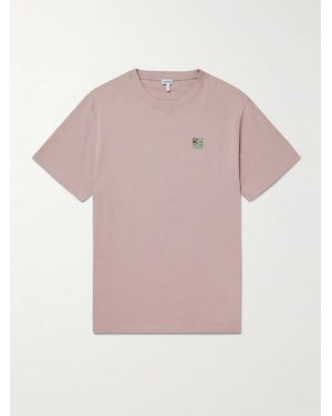Loewe Logo-Embroidered Cotton-Jersey T-Shirt - Pink