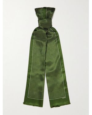 Tom Ford Polka-Dot Silk-Satin Scarf - Green