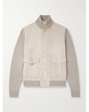 Slowear Incotex Zanone Virgin Wool-Trimmed Suede Jacket - Natural