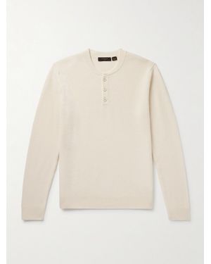 Slowear Zanone Slim-fit Ribbed Virgin Wool Henley T-shirt - White