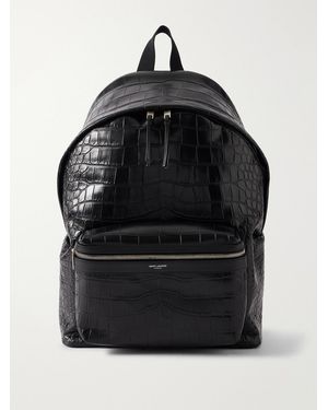 Saint Laurent City Croc-effect Leather Backpack - Black