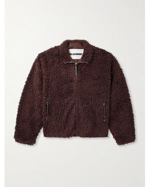 Jil Sander Leather-trimmed Cotton-fleece Jacket - Brown