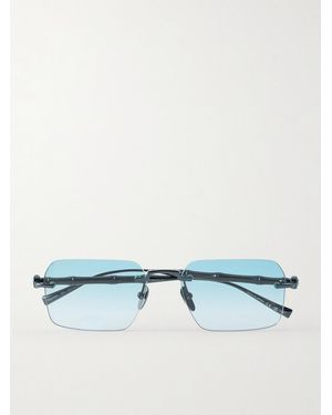 Gucci Bamboo Square-Frame Gunmetal-Tone Sunglasses - Blue