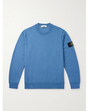 Stone Island Logo-appliquèd Garment-dyed Organic Cotton-jersey Sweatshirt - Blue