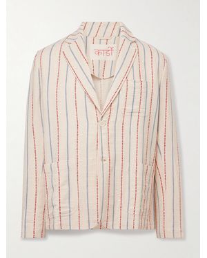 Kardo Unstructured Striped Cotton-Canvas Suit Jacket - Natural
