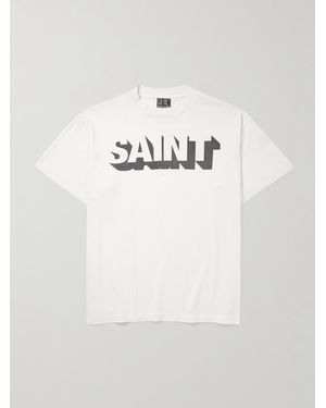 SAINT Mxxxxxx Alpha Logo-Print Cotton-Jersey T-Shirt - White