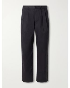 Rag & Bone Wide-Leg Pleated Stretch Cotton-Twill Pants - Blue