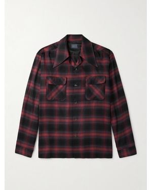 Kapital Camp-collar Checked Cotton-blend Flannel Shirt - Blue