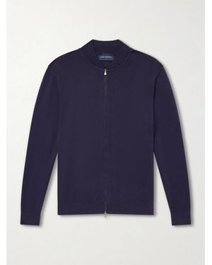 Thom Sweeney Zip-Up Cotton Jumper - Blue