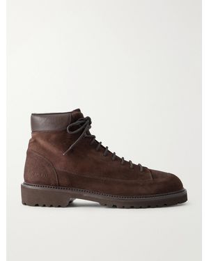 Common Projects Piuma Leather-Trimmed Suede Hiking Boots - Braun