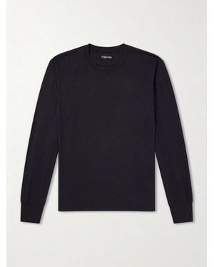 Tom Ford Slim-Fit Lyocell And Cotton-Blend Jersey T-Shirt - Blue