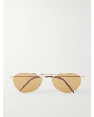Oliver Peoples Aero Ii Aviator-style Gold-tone Sunglasses - Natural