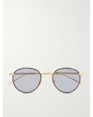 Bottega Veneta Panthos Round-Frame-Tone And Tortoiseshell Acetate Sunglasses - Metallic