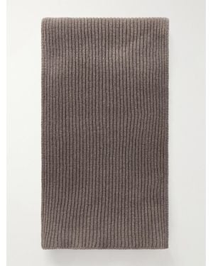 John Smedley Stark Ribbed Recycled-Cashmere And Wool-Blend Scarf - Brown