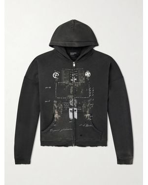 Enfants Riches Deprimes Djagilve's Grave Distressed Printed Cotton-Jersey Zip-Up Hoodie - Black