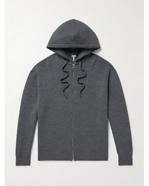 Loewe Kapuzenjacke aus einer Wollmischung mit Reißverschluss und Logoprägung - Grau