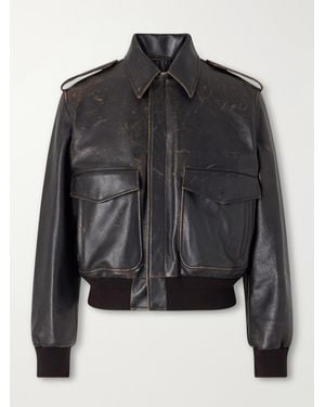 Jil Sander Leather Aviator Jacket - Black