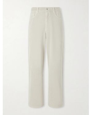 AURALEE Wide-leg Garment-dyed Cotton-corduroy Trousers - White
