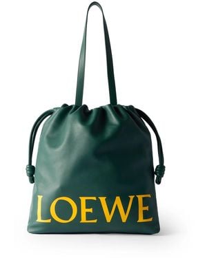 Loewe Flamenco Logo-Print Leather Tote Bag - Blue