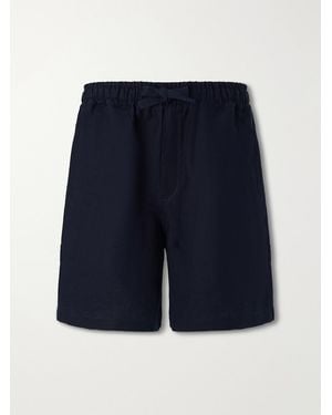 Saman Amel Straight-Leg Linen Drawstring Shorts - Blue